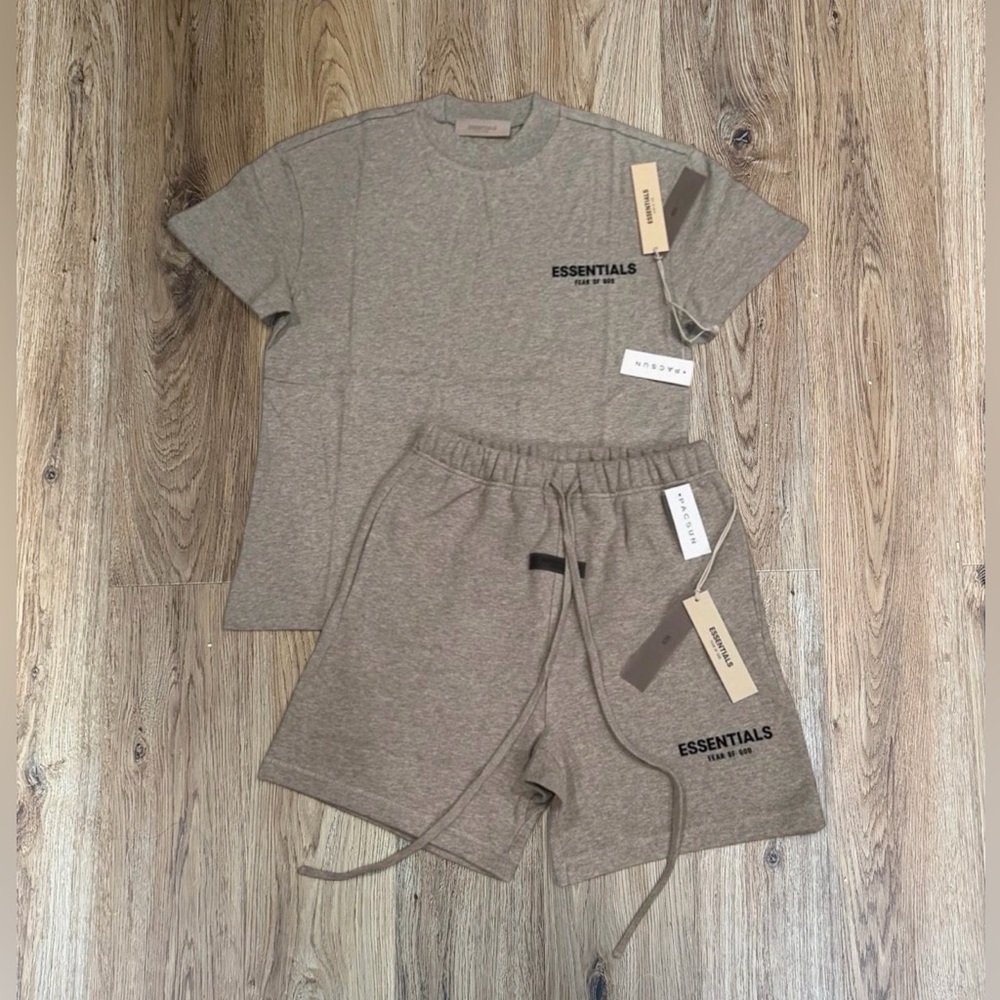 Essentials Men's Taupe Gray Logo Sweat Shorts